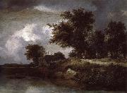 Jacob van Ruisdael Wooded river bank china oil painting artist